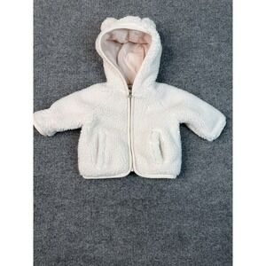 Ralph Lauren Baby Sherpa Fleece Jacket 3M Pink Hooded Bear Ears Zip Up